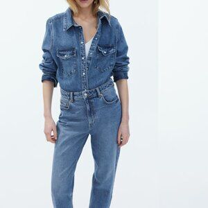 HM Tapered high waisted jeans in blue